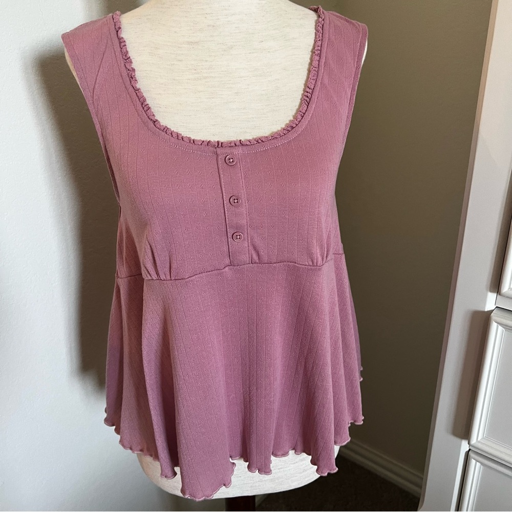 Mauve Ruffled Tank Top
